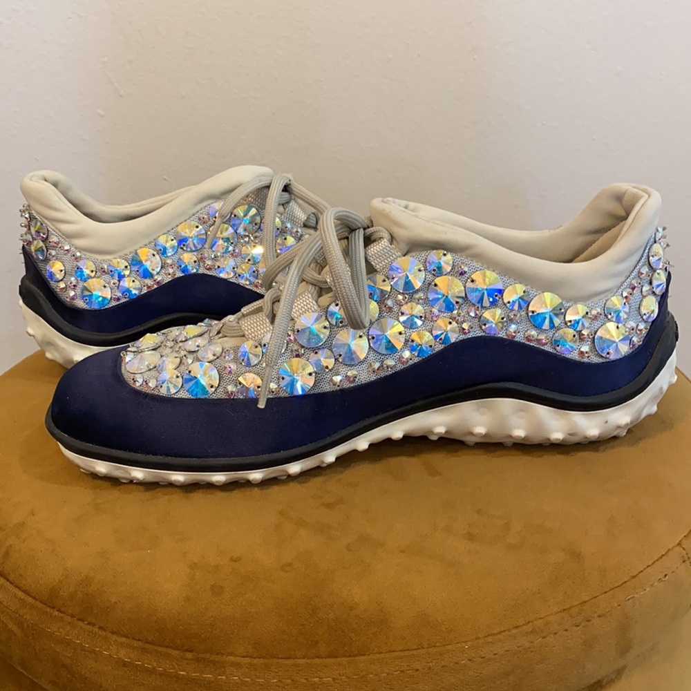 Miu Miu Iridescent Studded Blue Sneakers | Size 7